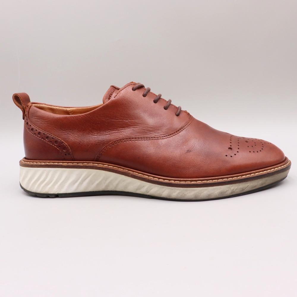 Ecco Men's Leather Wingtip Oxford Shoes Size 8-8.5 US 42 EU Cognac Brown Casual